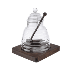 Image showing the Honey set, L12 x W12 x H15cm, Acacia Wood / Glass product.