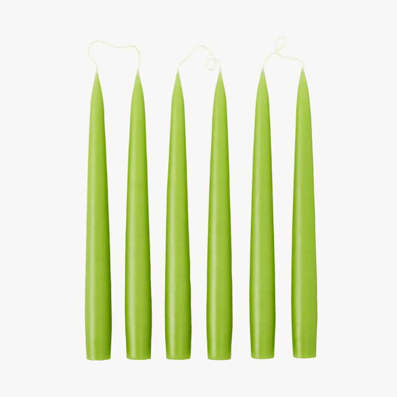 Set of 6 Tapered Dinner Candles, H25cm, Spring Green