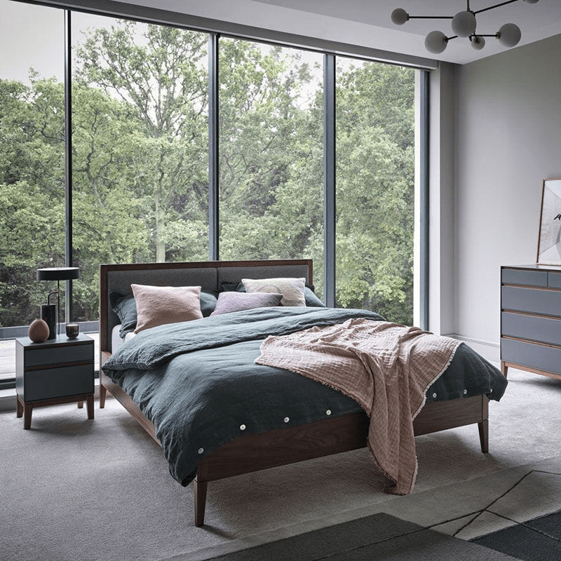 Lars King Size Bed, Grey and Walnut