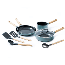 Image showing the Mayflower Non-Stick 9 Piece Cookware Set, Blue product.