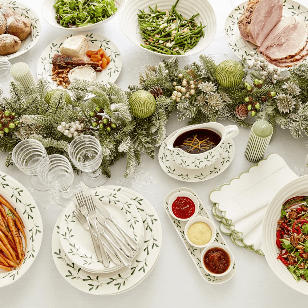 Mistletoe Set of 4 Dinner plates, Dia28cm, white/ green