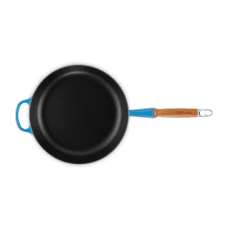 Image showing the Signature Cast Iron Saute Pan with Wooden Handle, 28cm, Azure product.