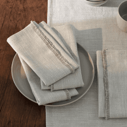Image showing the Fringed Set of 4 Napkins, 45 x 45cm, Soft Grey product.