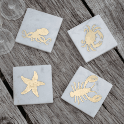 Image showing the Seashore Set of 4 Coasters, L10cm x W10cm, White product.
