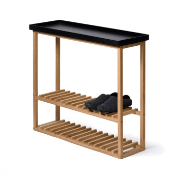 Image showing the Hello Storage table, H74.4 x W81 x D28cm, Black/Oak product.