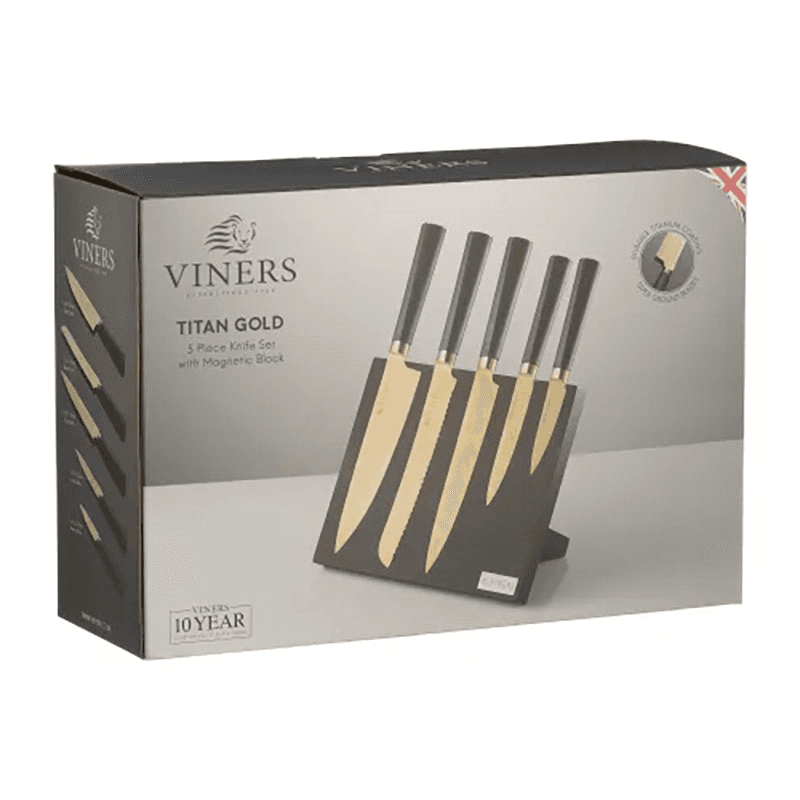 Titan 6 Piece Knife Block, Gold