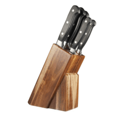 Image showing the Traditional 5 Piece Kitchen Knife & Knife Block Set, Acacia Wood product.