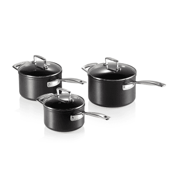 Image showing the Toughened Non-Stick 3 piece saucepan set product.