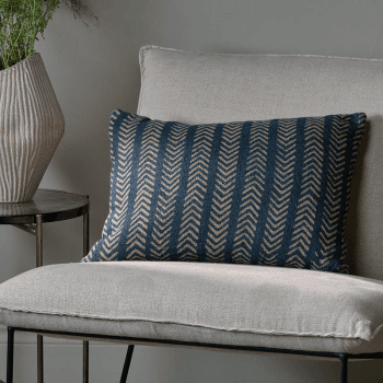 Image showing the Yashmi Cushion Cover, 40 x 60cm, Natural & Dark Blue product.