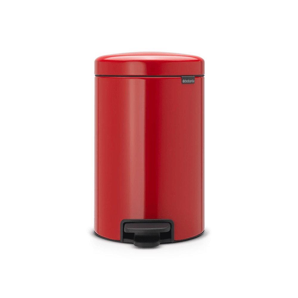 New Icon Plastic bucket pedal bin, 12 litre, Passion Red