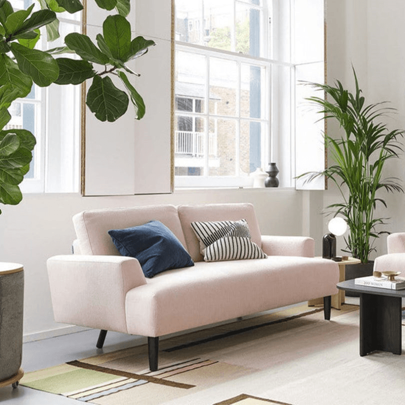 Model 05 2 Seater Linen Sofa, Pink