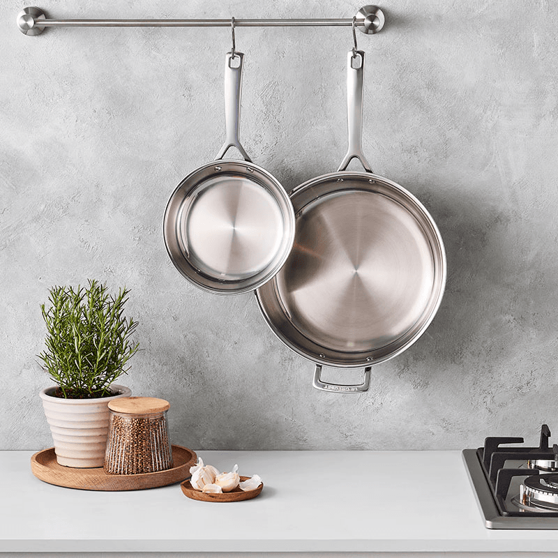 Classic 3-ply Uncoated Frying Pan with Helper Handle, 30cm, Stainless Steel