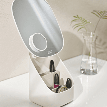 Image showing the Viva Pedestal mirror with cosmetic organiser, Shell product.