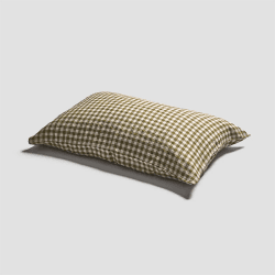Image showing the Gingham Linen Blend Pillowcase Pair, Standard, Botanical Green product.