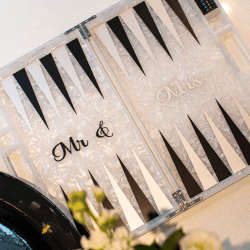 Image showing the Mr & Mrs Backgammon Board, L45 x W38cm, Black & White product.