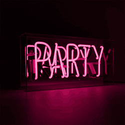 Image showing the Neon Box Party Glass Sign, H38 x W19cm, Pink product.