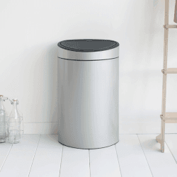 Image showing the Plastic bucket touch bin, 40 litre, Metallic Grey product.