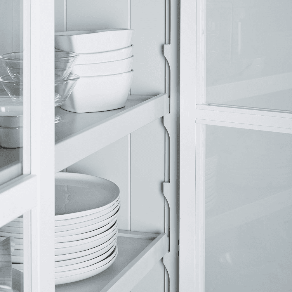 Glass display cabinet, H181 x W127 x L41cm, white