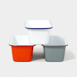 Image showing the Loaf Tin, White with Blue Rim product.