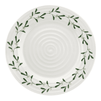 Image showing the Mistletoe Set of 4 Dinner plates, Dia28cm, white/ green product.
