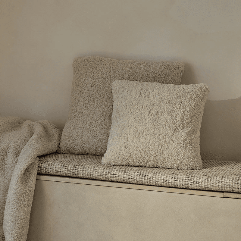 Olann Faux Shearling Cushion, 55 x 55cm, Natural