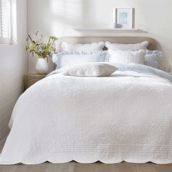 Image showing the Milfield Scallop Edge Quilt, King/Super King, White product.