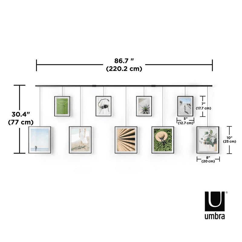 Exhibit Set of 9 Hanging Photo Frames, Black
