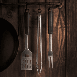 Image showing the 3 Piece BBQ Tool Set, Black product.