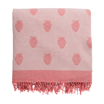 Image showing the Strawberries Picnic Blanket, 145cm, Pink/Black product.