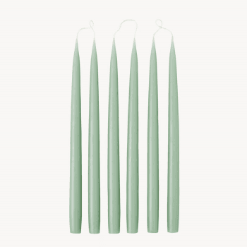 Image showing the Set of 6 Tapered Dinner Candles, H35cm, Sage Green product.