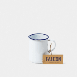Image showing the One Pint Jug, White with Blue Rim product.