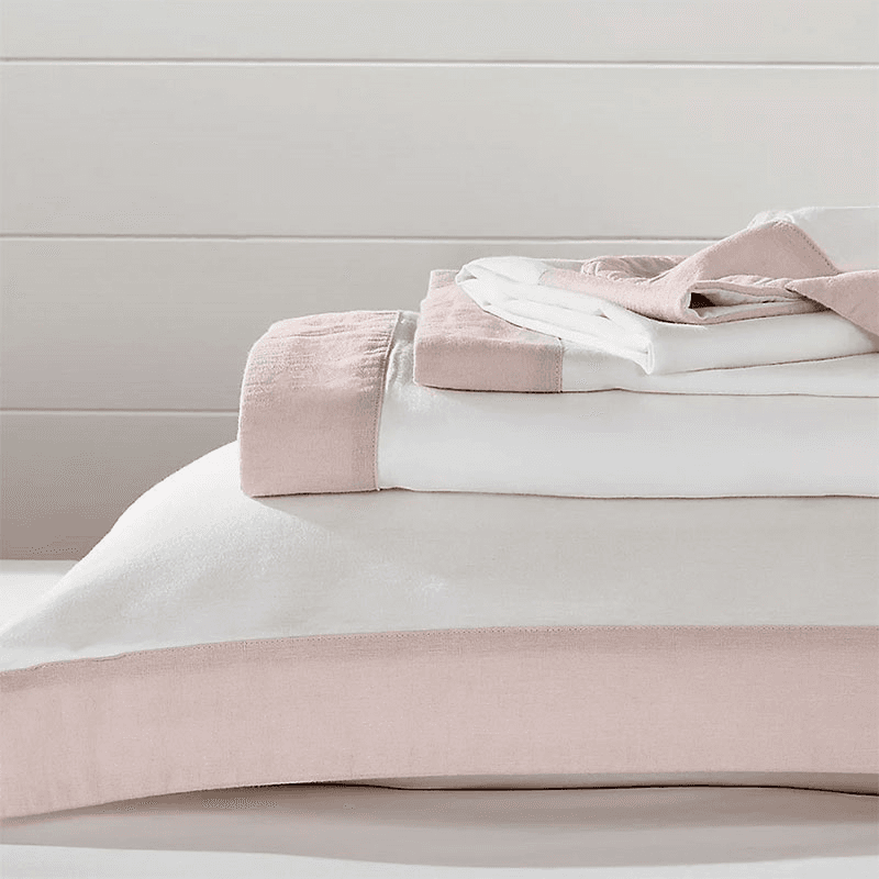 Portobello King Size Flat Sheet, White/Petal