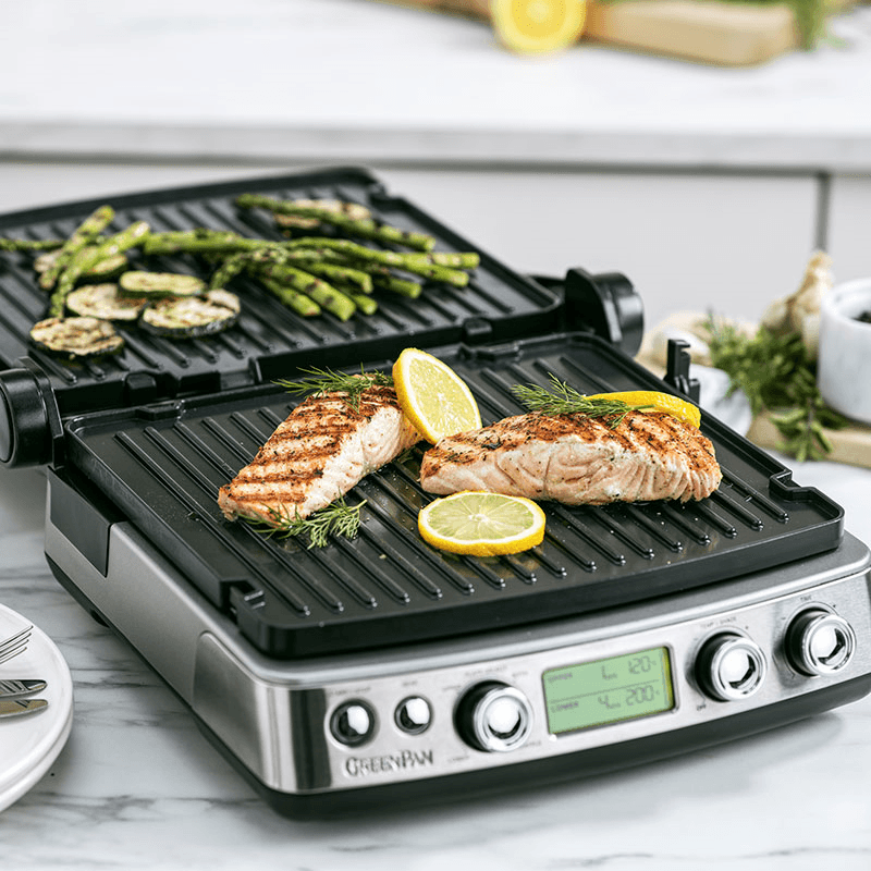 Non-Stick 3-in-1 Contact Grill & Indoor BBQ, Stainless Steel