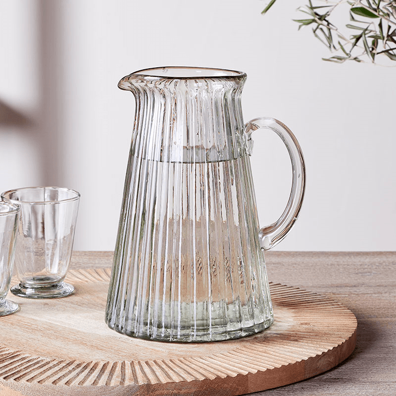 Minati Ribbed Glass Jug, 2.5L, Clear