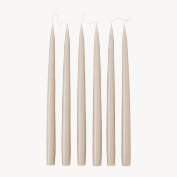 Image showing the Set of 6 Tapered Dinner Candles, H35cm, Latte product.