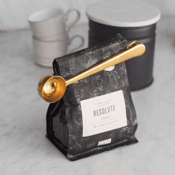 Image showing the Brompton Coffee Scoop with Clip, Brass Finish product.
