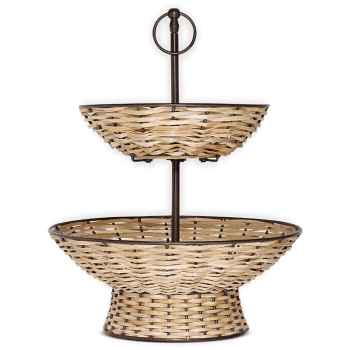Image showing the Montali 2 Tier Fruit Stand, H37cm, Black & Natural product.