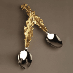 Image showing the Lamina Serving set, 31cm, Stainless Steel And 24k Gold Leaf Accents product.