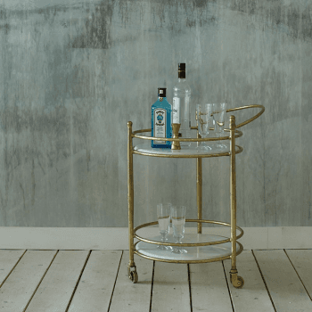 Image showing the Round drinks trolley, H68 x W58 x D46cm, Gold product.