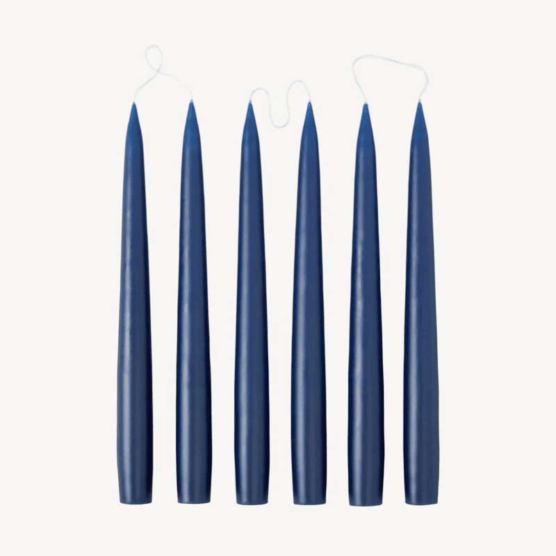 Set of 6 Tapered Dinner Candles, H25cm, Navy Blue