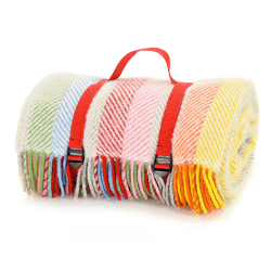 Image showing the Stripe Polo Picnic Rug, 145 x 183cm, Rainbow Grey product.