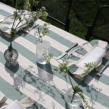 Image showing the Wide Stripe Tablecloth, 240cm x 150cm, Sea Green product.