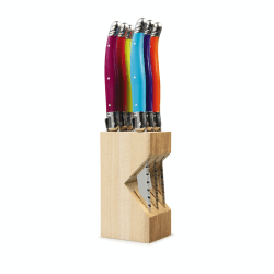 Image showing the Steak Knives In Wooden Block, Multicoloured, 6 Piece product.
