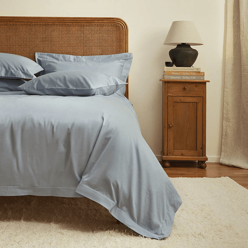 The Edged 300 Thread Count Oxford Border Duvet Cover, Double, Nordic Sky