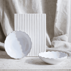 Image showing the Portobello Scalloped Bowls, Set of 2, White product.