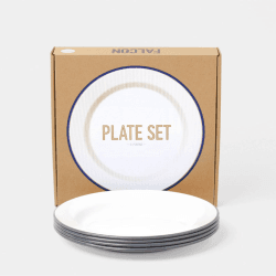 Image showing the Enamelware Plate Set of 4, D24cm, Pigeon Grey Rim product.