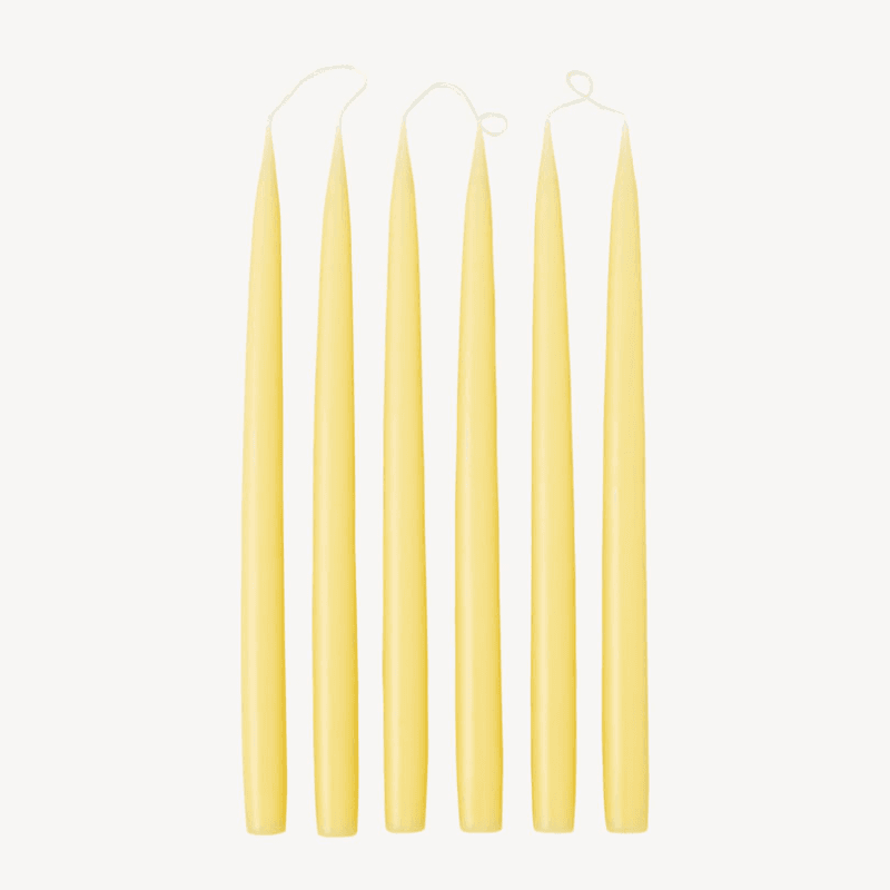 Set of 6 Tapered Dinner Candles, H35cm, Pale Yellow