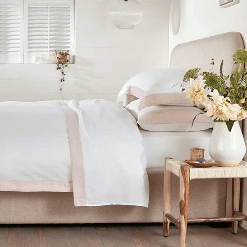 Portobello Linen Duvet Cover, Superking, Petal/ White