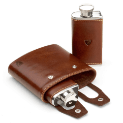 Image showing the Double Hip Flask, H11.5 x W11.5cm, Cognac product.