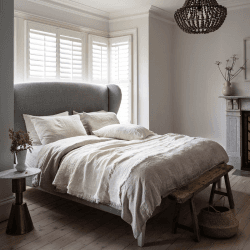 Image showing the Cotton Linen Mix Duvet Cover, Double, Oatmeal product.